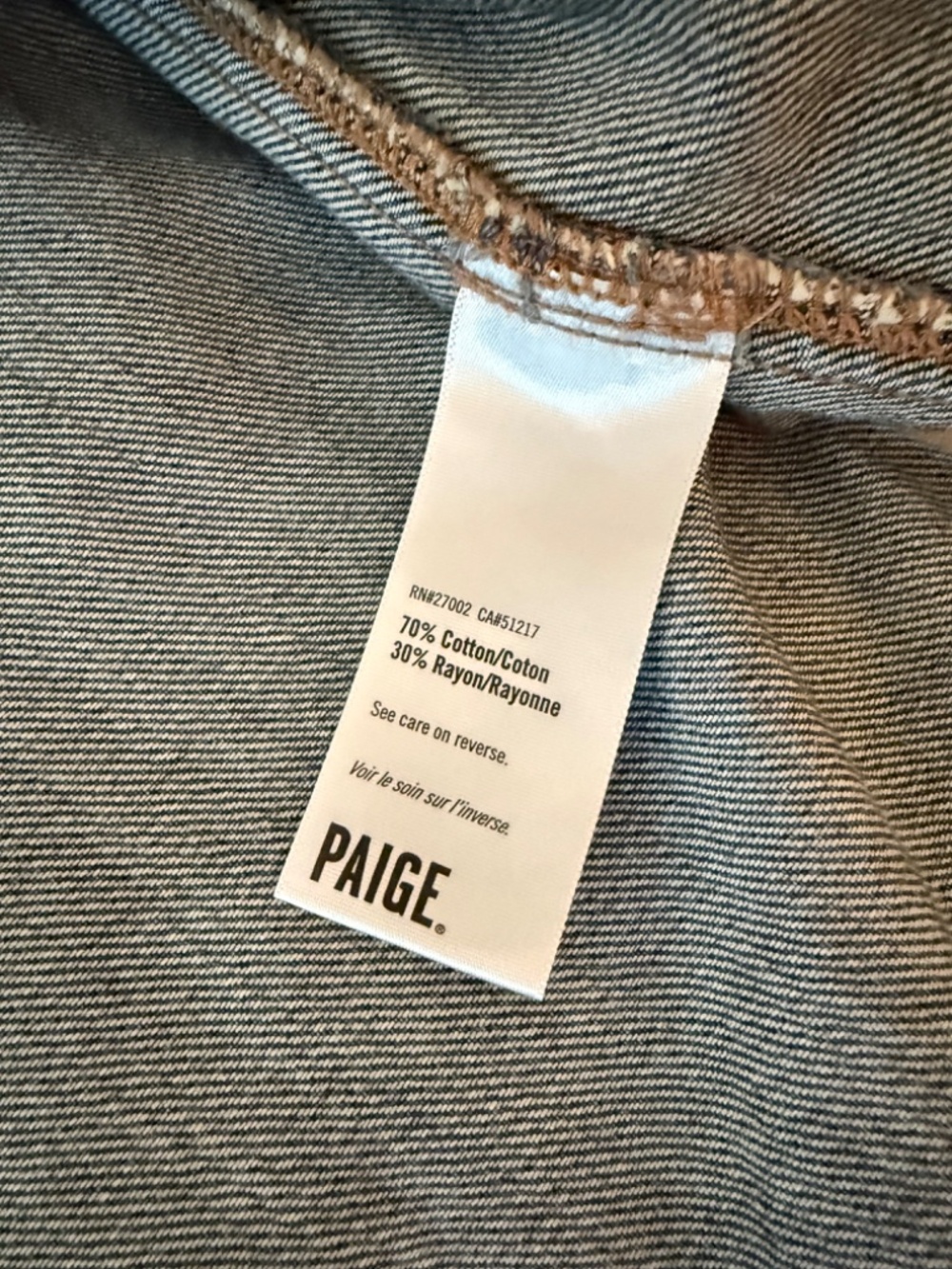 PAIGE Denim Jacket "Junya Destructed" Long Sleeve Pockets Blue Distressed Sz XS - Picture 5 of 15